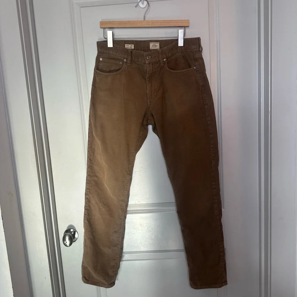 J. Crew Khaki Oak Brown Straight Keg Relaxed Corduroy Pants,31W/32L